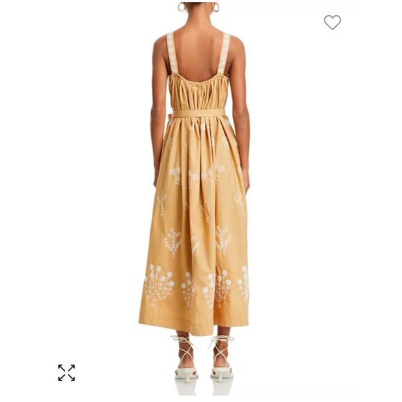 MOTHER The More is More Maxi Dress Khaki Embroidered Sundress Belted Boho L NWT - Picture 6 of 16